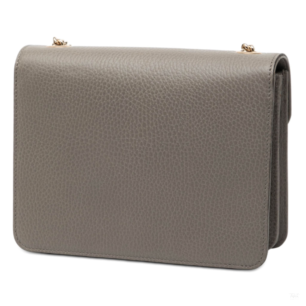 Second hand Gucci Interlocking Small Calf Leather Flap Shoulder Bag Grey - Tabita Bags