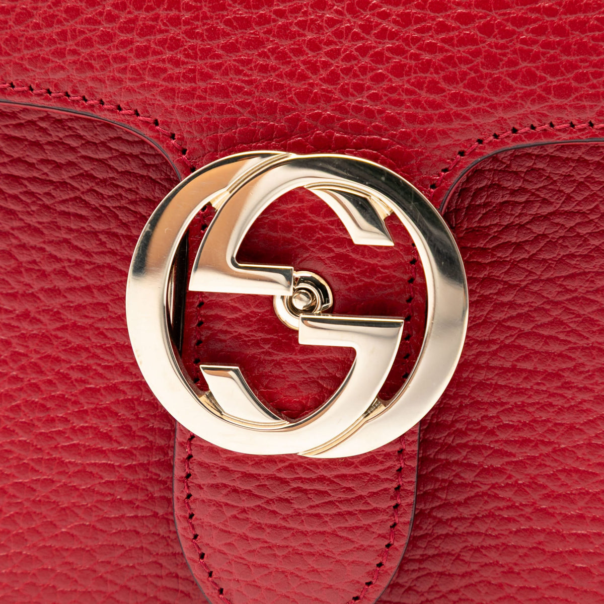 Second hand Gucci Interlocking Small Calf Leather Flap Shoulder Bag Red - Tabita Bags