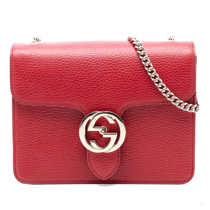 Second hand Gucci Interlocking Small Calf Leather Flap Shoulder Bag Red - Tabita Bags