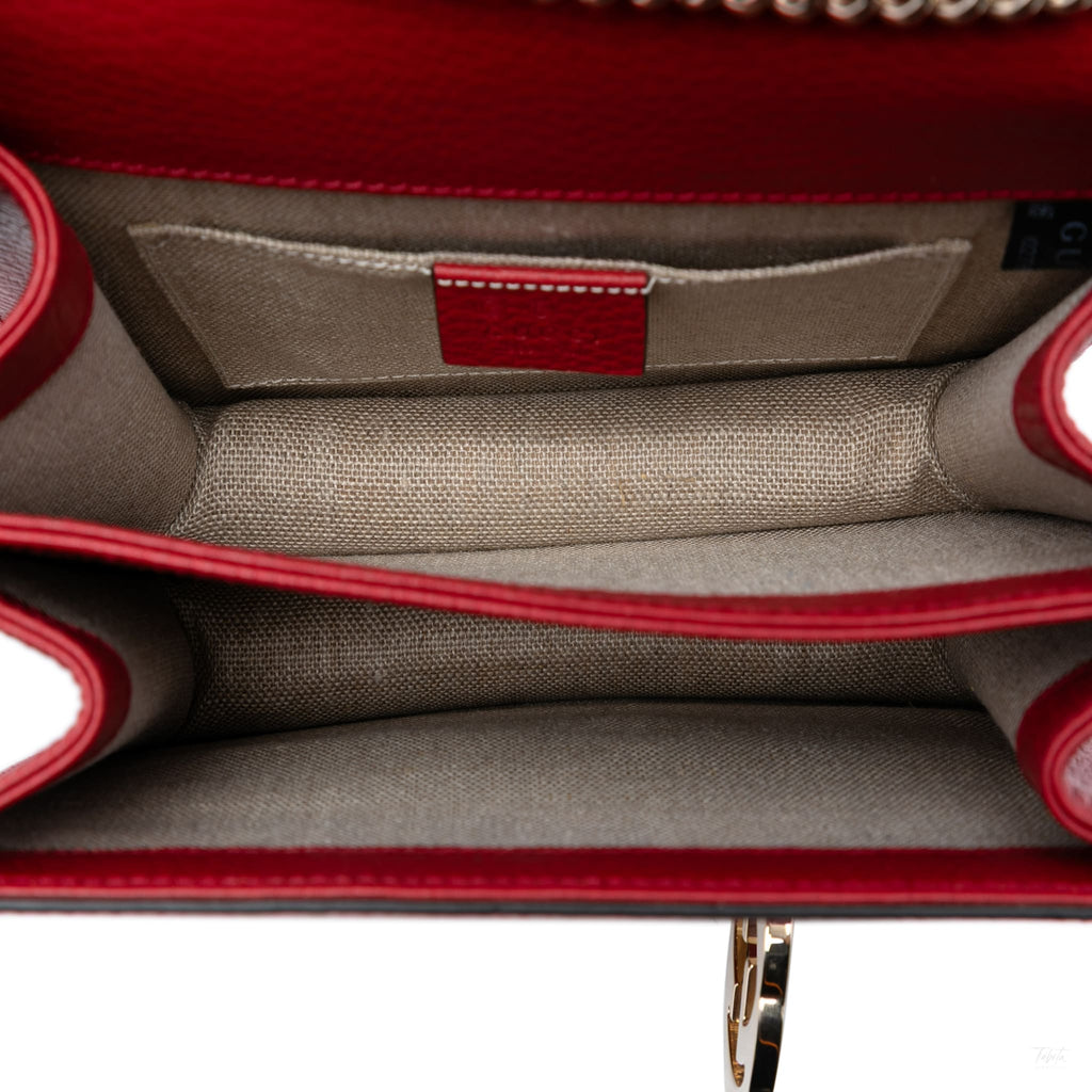 Second hand Gucci Interlocking Small Calf Leather Flap Shoulder Bag Red - Tabita Bags