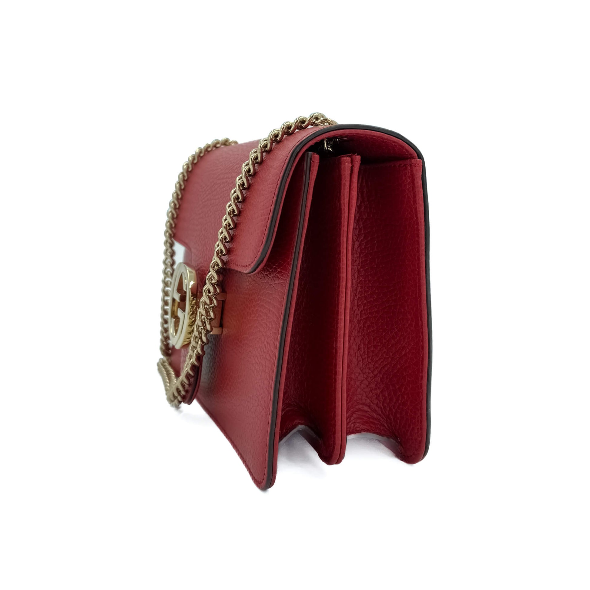 Second hand Gucci Interlocking Small Calf leather Leather 2 - Ways Flap Shoulder Bag Red - Tabita Bags