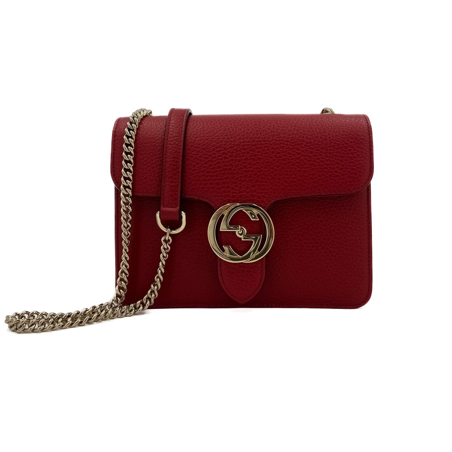 Second hand Gucci Interlocking Small Calf leather Leather 2 - Ways Flap Shoulder Bag Red - Tabita Bags