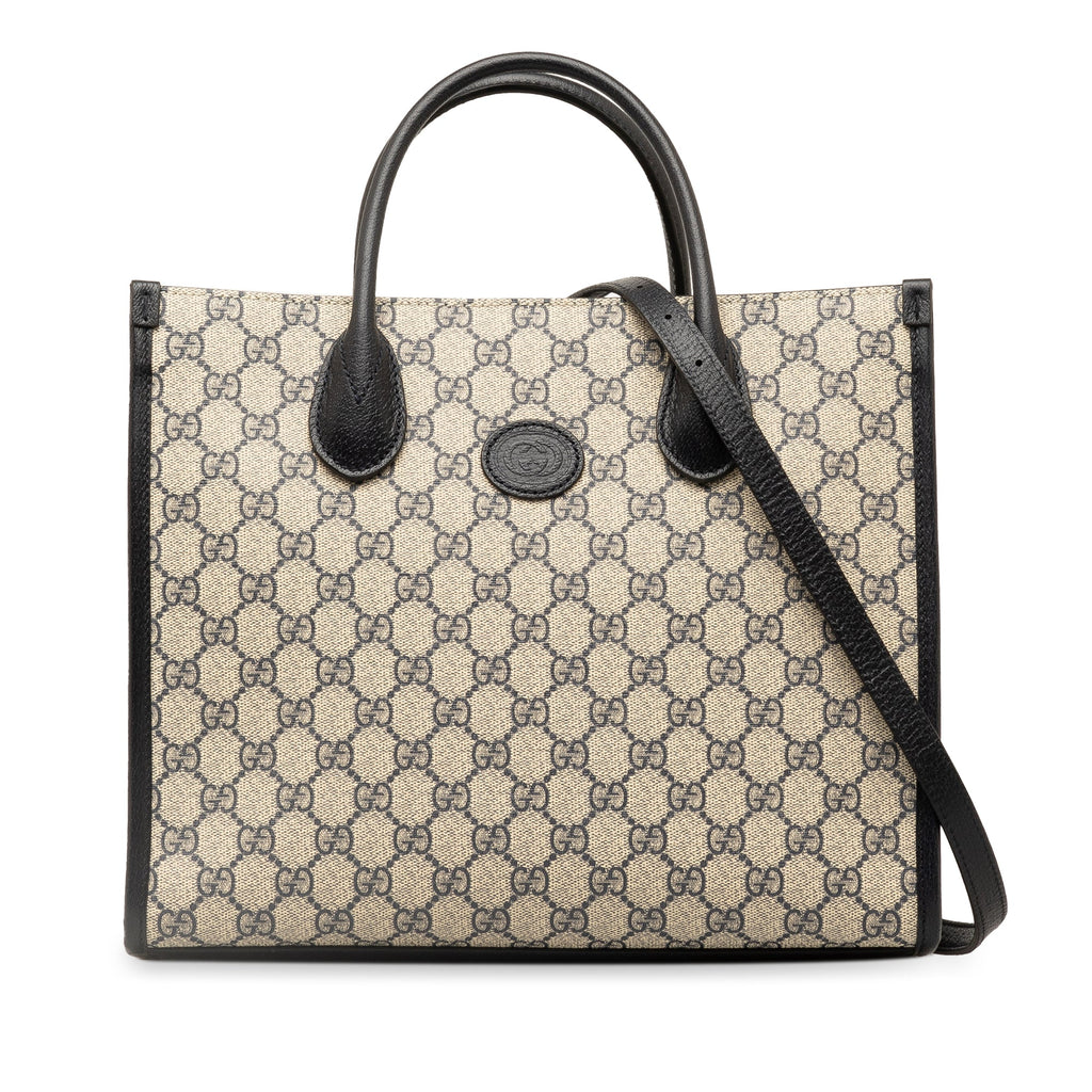 Second hand Gucci Interlocking Small Canvas GG Tote Handbag Brown - Tabita Bags