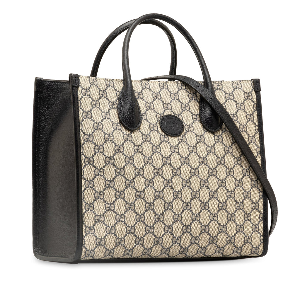 Second hand Gucci Interlocking Small Canvas GG Tote Handbag Brown - Tabita Bags
