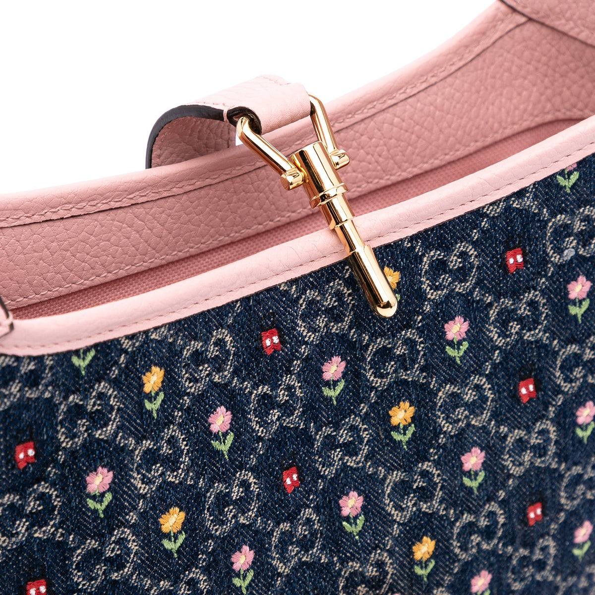 Second hand Gucci Jackie 1961 Medium Canvas Floral Hobo Shoulder Bag Blue - Tabita Bags