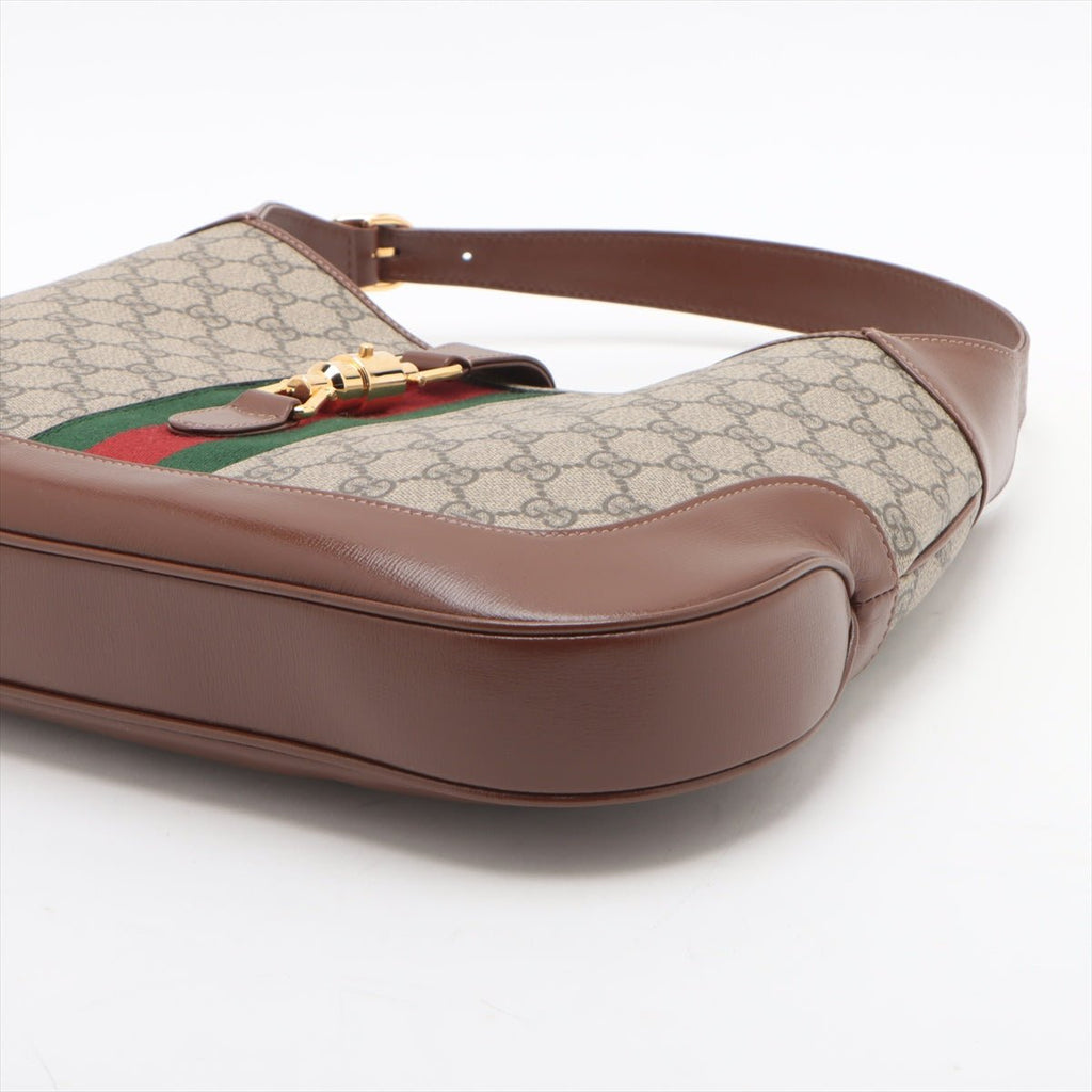 Second hand Gucci Jackie 1961 Medium Striped Canvas Hobo Shoulder Bag GG Supreme - Tabita Bags