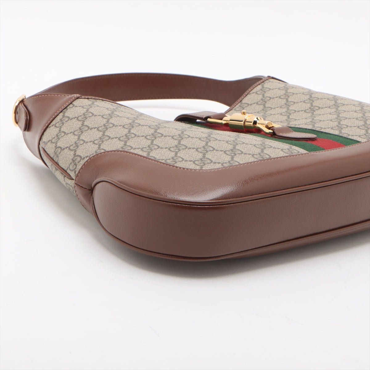 Second hand Gucci Jackie 1961 Medium Striped Canvas Hobo Shoulder Bag GG Supreme - Tabita Bags