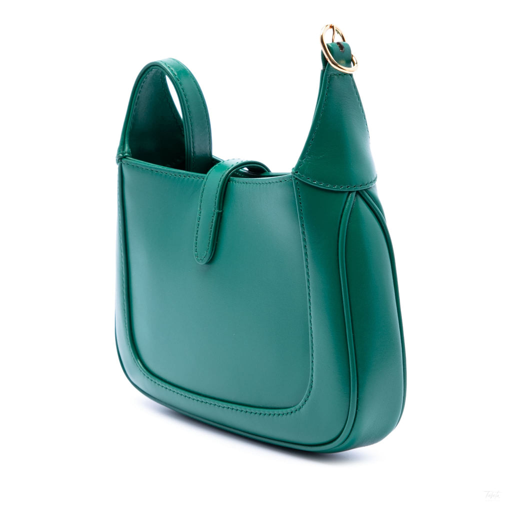 Second hand Gucci Jackie 1961 Mini Calfskin Leather Hobo Shoulder Bag Green - Tabita Bags