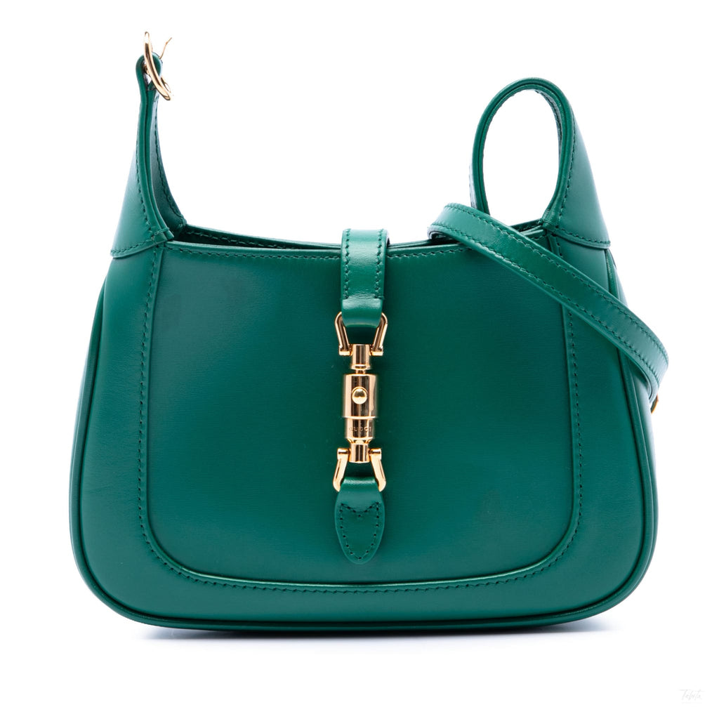 Second hand Gucci Jackie 1961 Mini Calfskin Leather Hobo Shoulder Bag Green - Tabita Bags