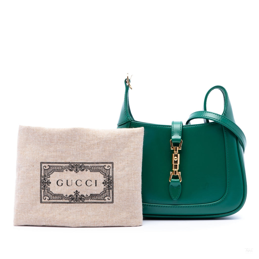 Second hand Gucci Jackie 1961 Mini Calfskin Leather Hobo Shoulder Bag Green - Tabita Bags