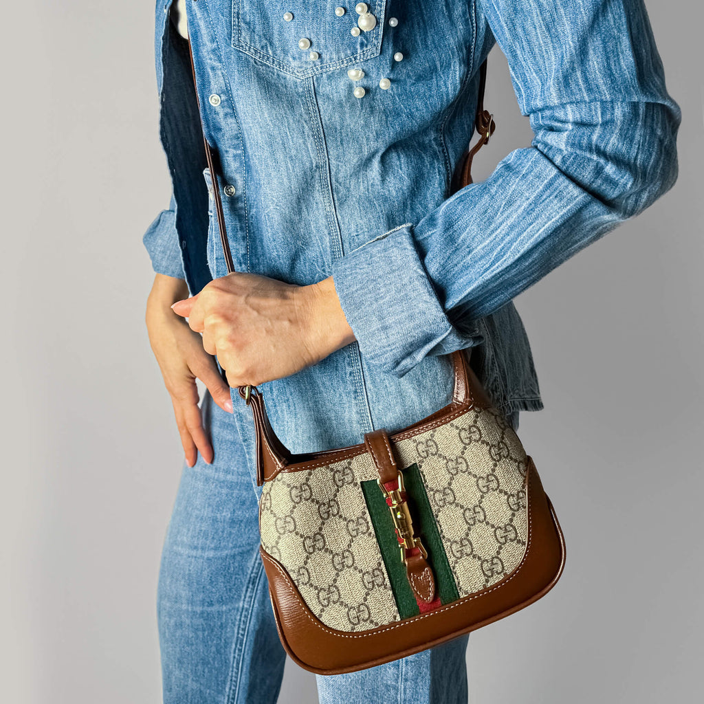 Second hand Gucci Jackie 1961 Mini Canvas 2 - Ways Hobo Shoulder Bag GG Supreme - Tabita Bags