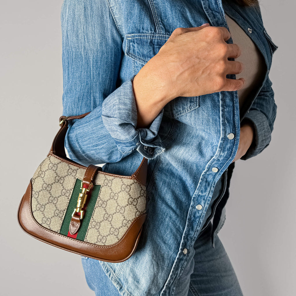 Second hand Gucci Jackie 1961 Mini Canvas 2 - Ways Hobo Shoulder Bag GG Supreme - Tabita Bags