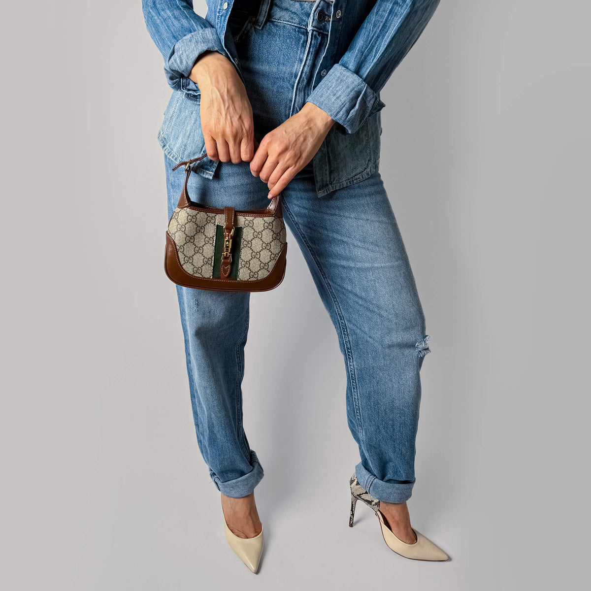 Second hand Gucci Jackie 1961 Mini Canvas 2 - Ways Hobo Shoulder Bag GG Supreme - Tabita Bags