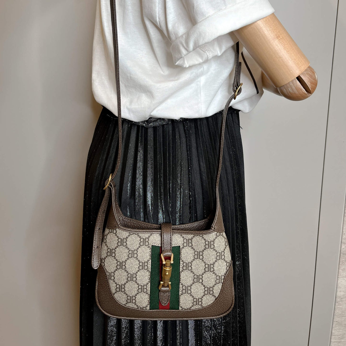 Second hand Gucci Jackie 1961 Mini X Balenciaga Canvas Hobo Bag GG Supreme - Tabita Bags