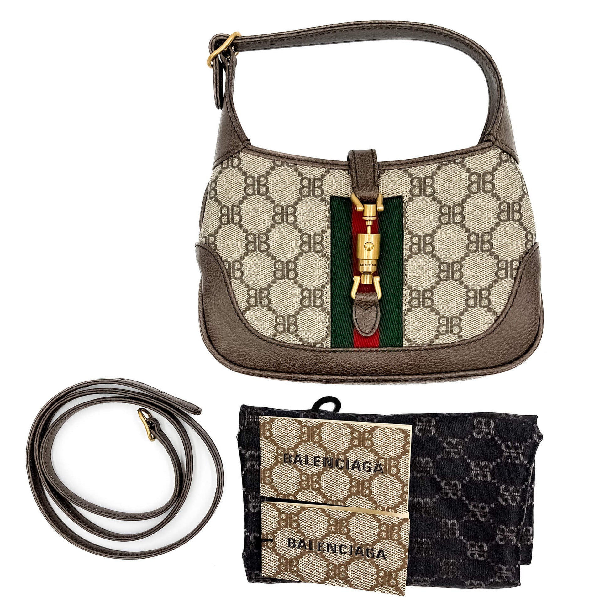 Second hand Gucci Jackie 1961 Mini X Balenciaga Canvas Hobo Bag GG Supreme - Tabita Bags