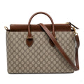 Second hand Gucci Linea A Leather & Canvas GG Supreme Satchel Handbag Brown - Tabita Bags
