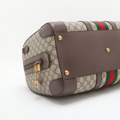 Second hand Gucci Ophidia Boston Leather & Canvas GG Supreme Trunk Handbag Brown - Tabita Bags