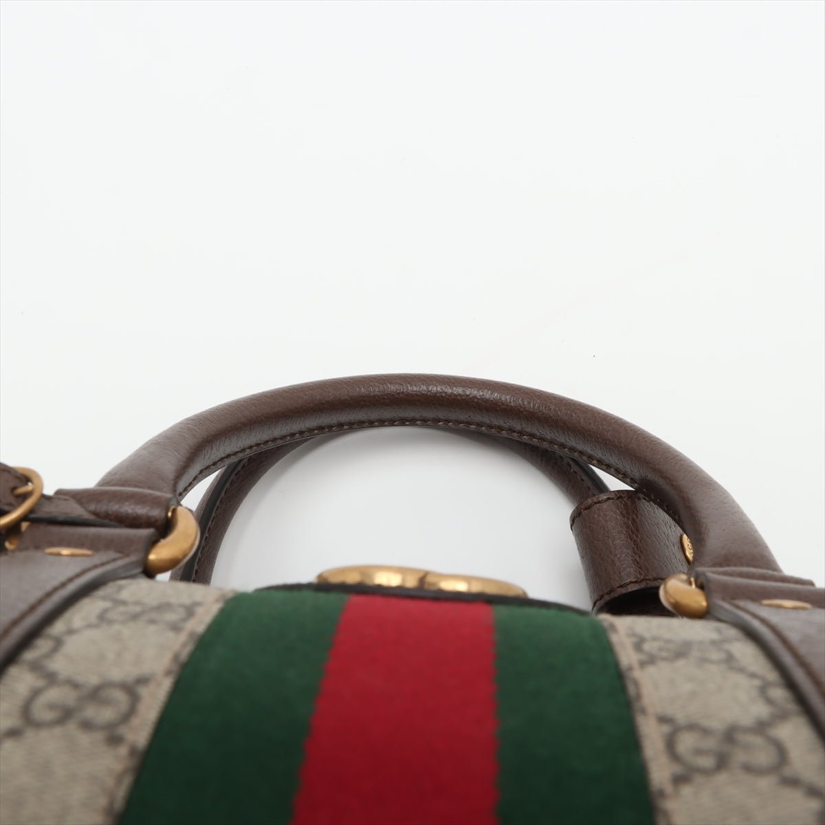 Second hand Gucci Ophidia Boston Leather & Canvas GG Supreme Trunk Handbag Brown - Tabita Bags