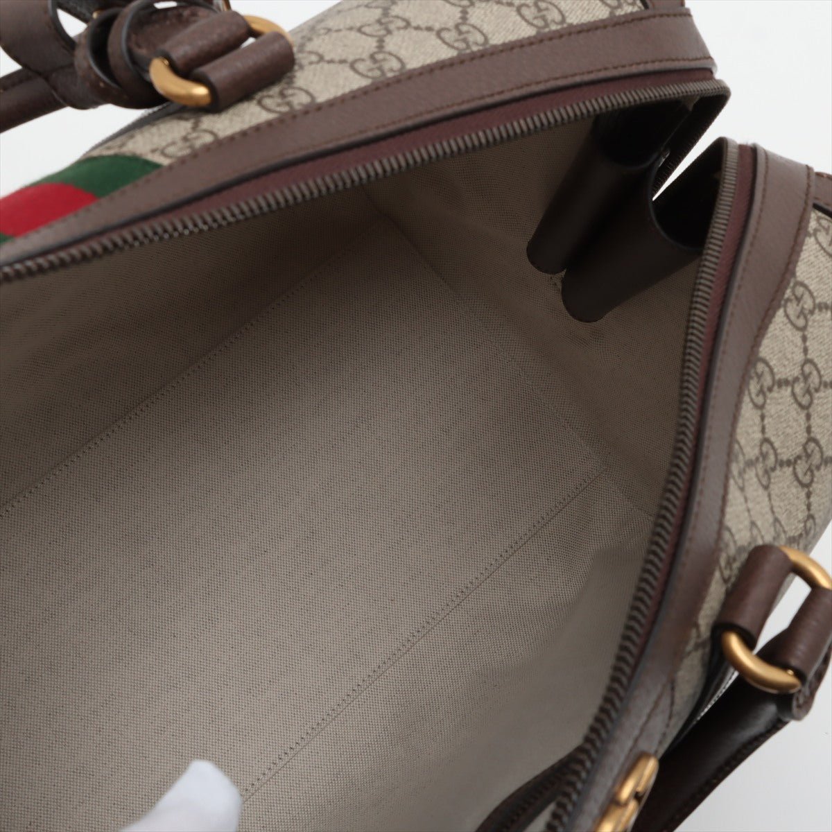 Second hand Gucci Ophidia Boston Leather & Canvas GG Supreme Trunk Handbag Brown - Tabita Bags