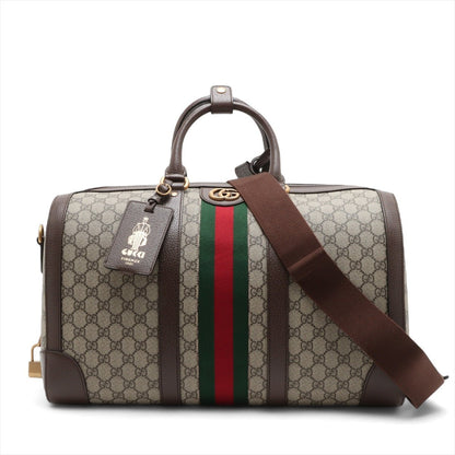 Second hand Gucci Ophidia Boston Leather & Canvas GG Supreme Trunk Handbag Brown - Tabita Bags