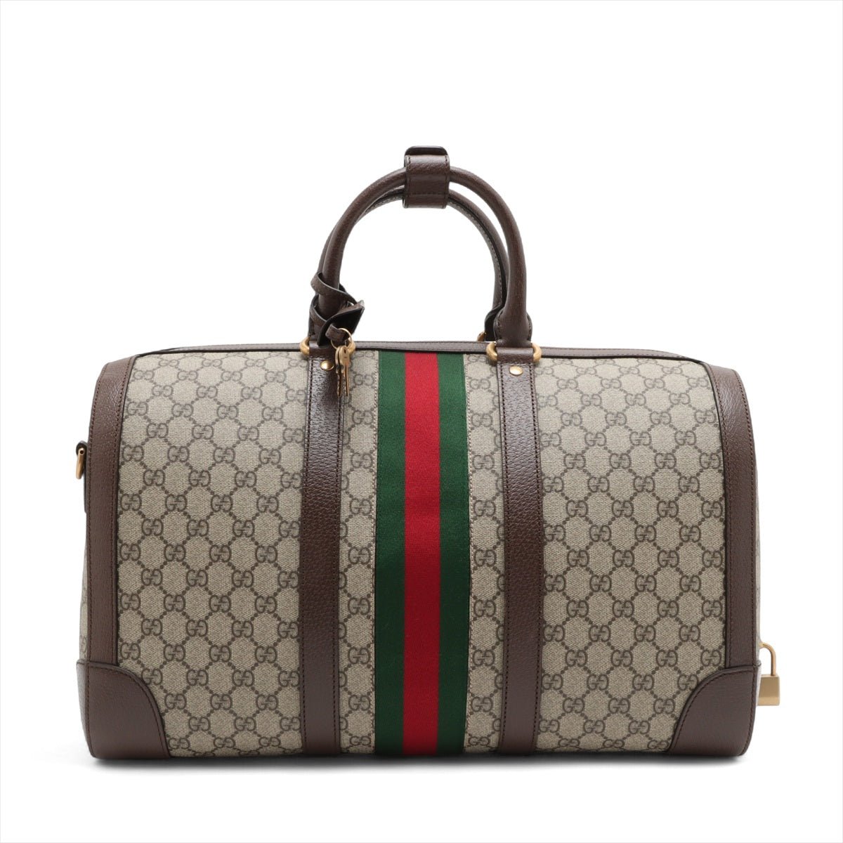 Second hand Gucci Ophidia Boston Leather & Canvas GG Supreme Trunk Handbag Brown - Tabita Bags