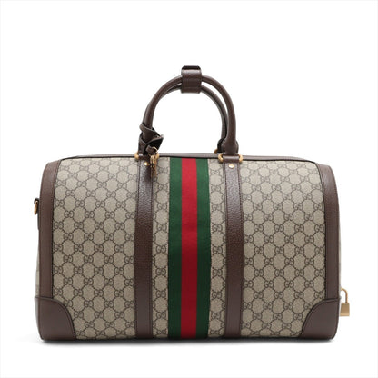 Second hand Gucci Ophidia Boston Leather & Canvas GG Supreme Trunk Handbag Brown - Tabita Bags