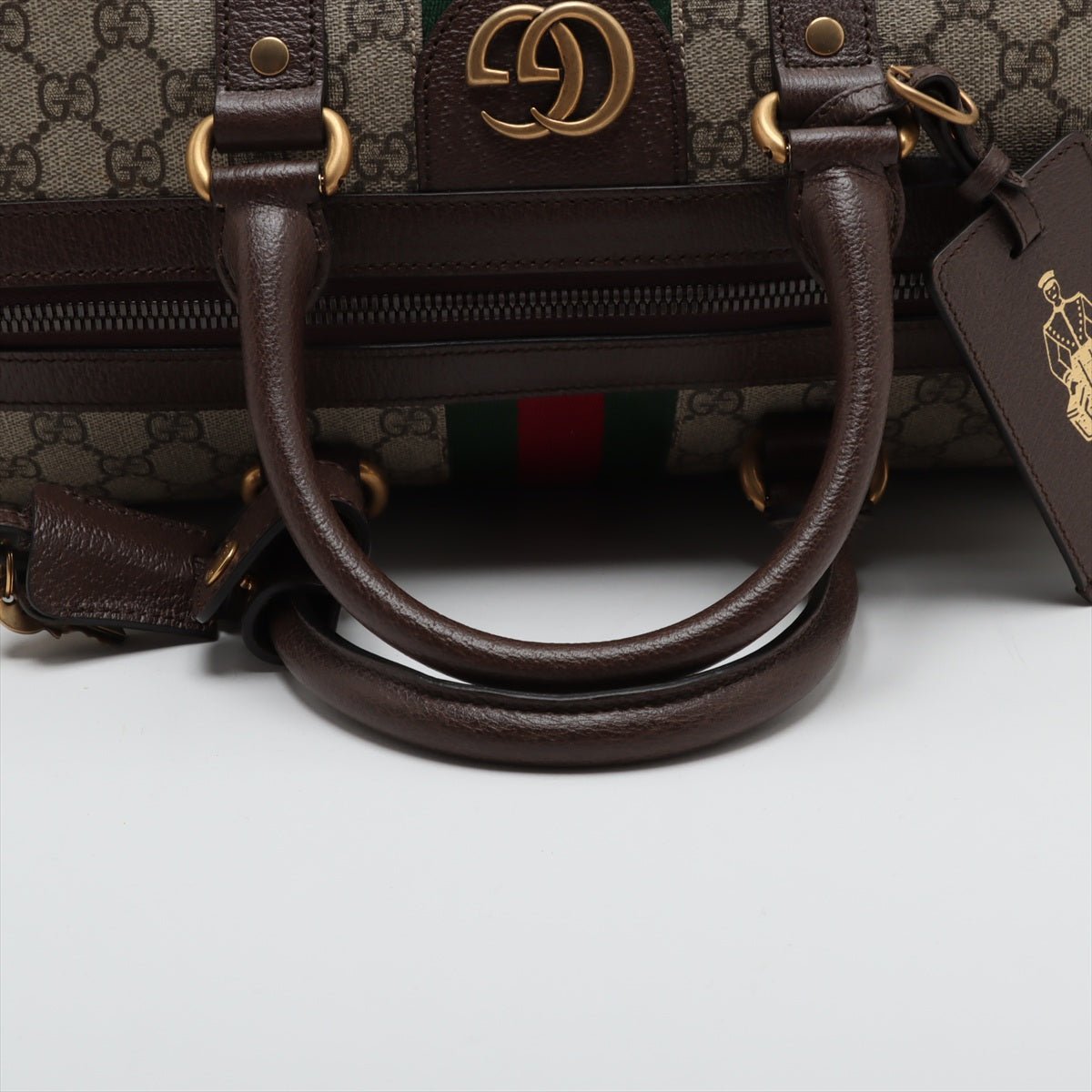 Second hand Gucci Ophidia Boston Leather & Canvas GG Supreme Trunk Handbag Brown - Tabita Bags
