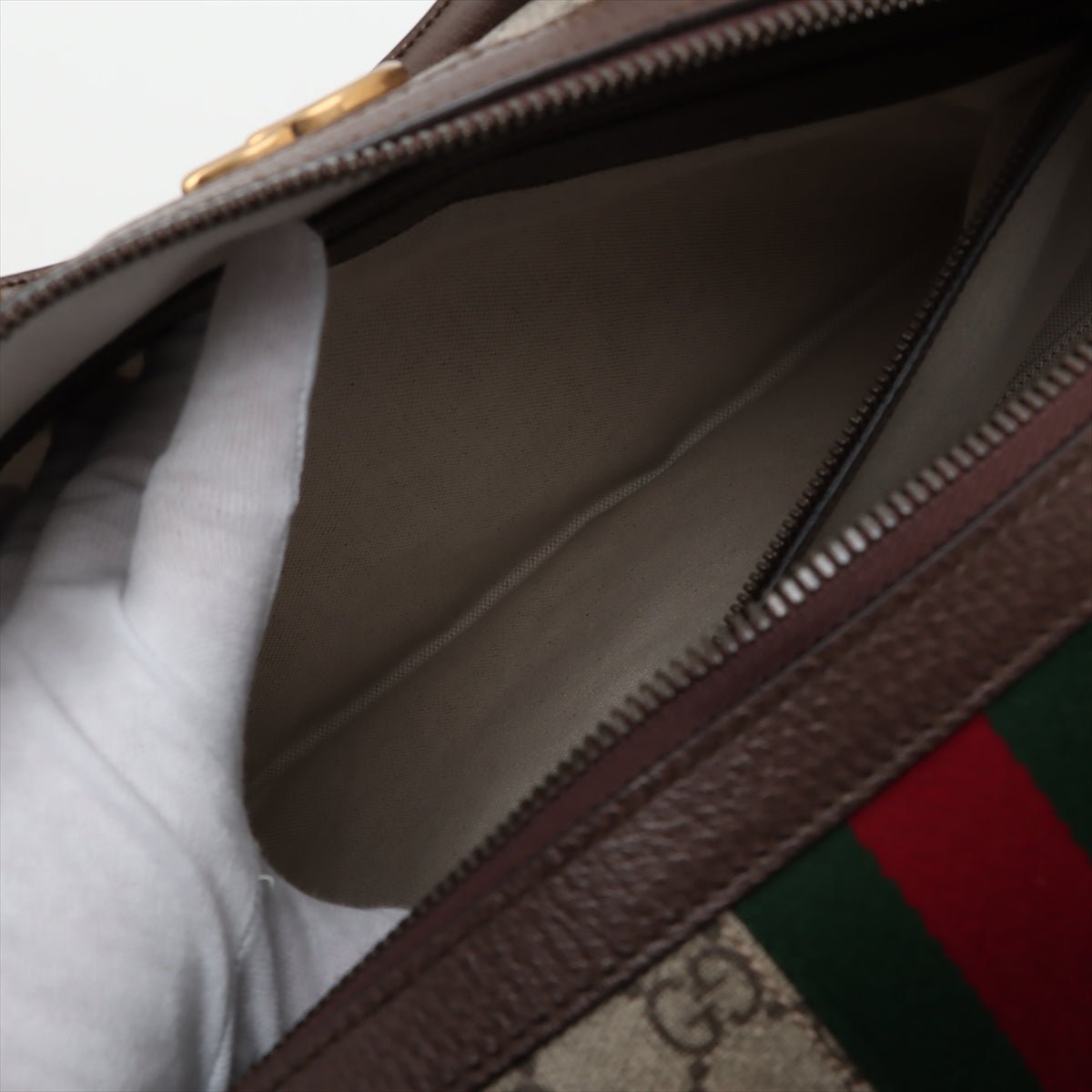 Second hand Gucci Ophidia Boston Leather & Canvas GG Supreme Trunk Handbag Brown - Tabita Bags