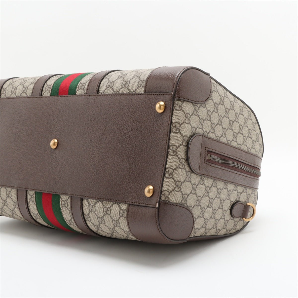 Second hand Gucci Ophidia Boston Leather & Canvas GG Supreme Trunk Handbag Brown - Tabita Bags