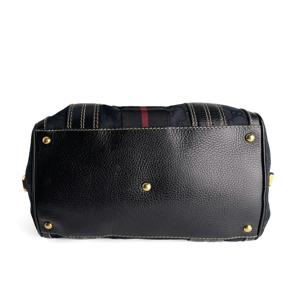 Second hand Gucci Ophidia Boston Small Aviatrix Guccissima Canvas Trunk Handbag Black - Tabita Bags