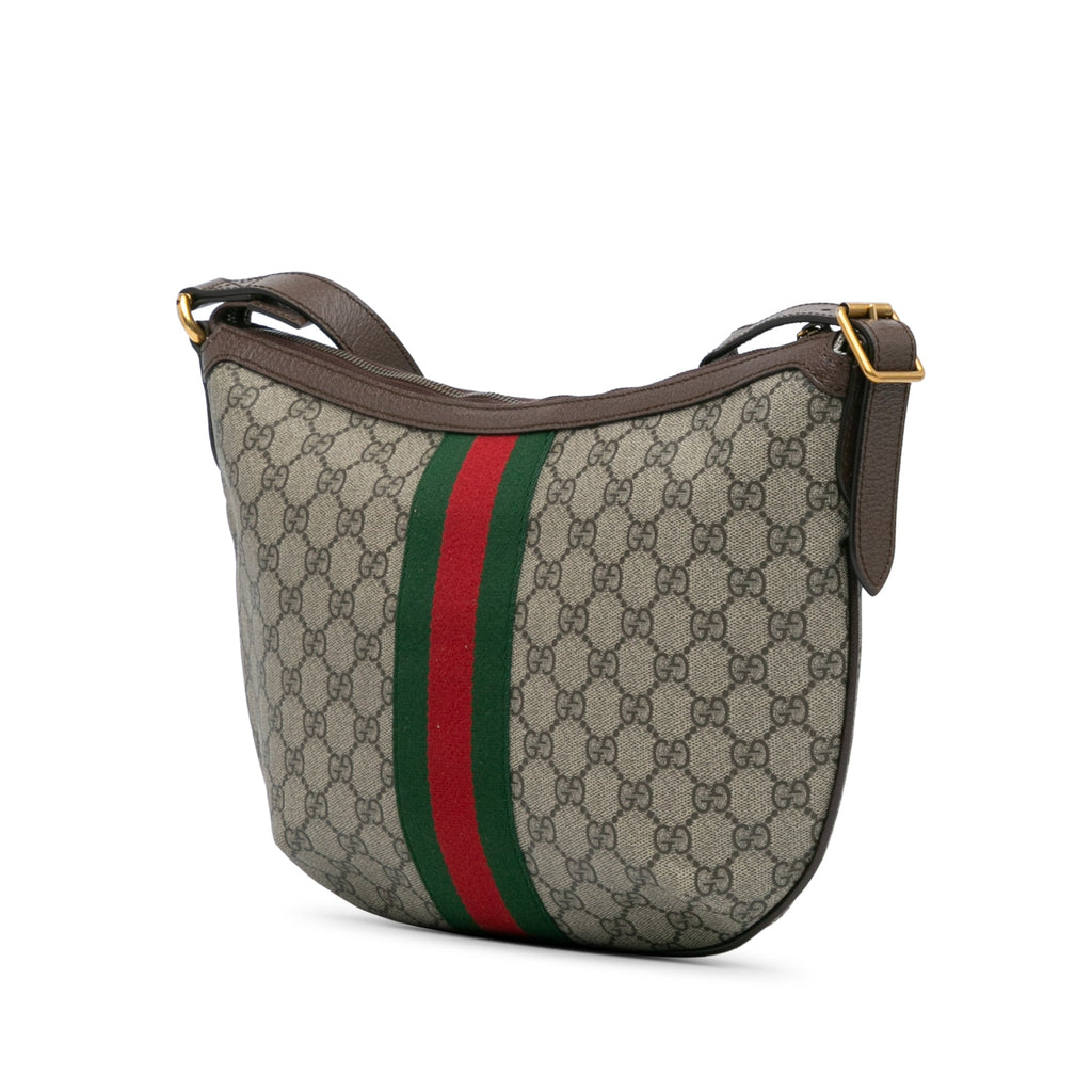 Second hand Gucci Ophidia GG Medium Canvas Hobo Crossbody Brown - Tabita Bags