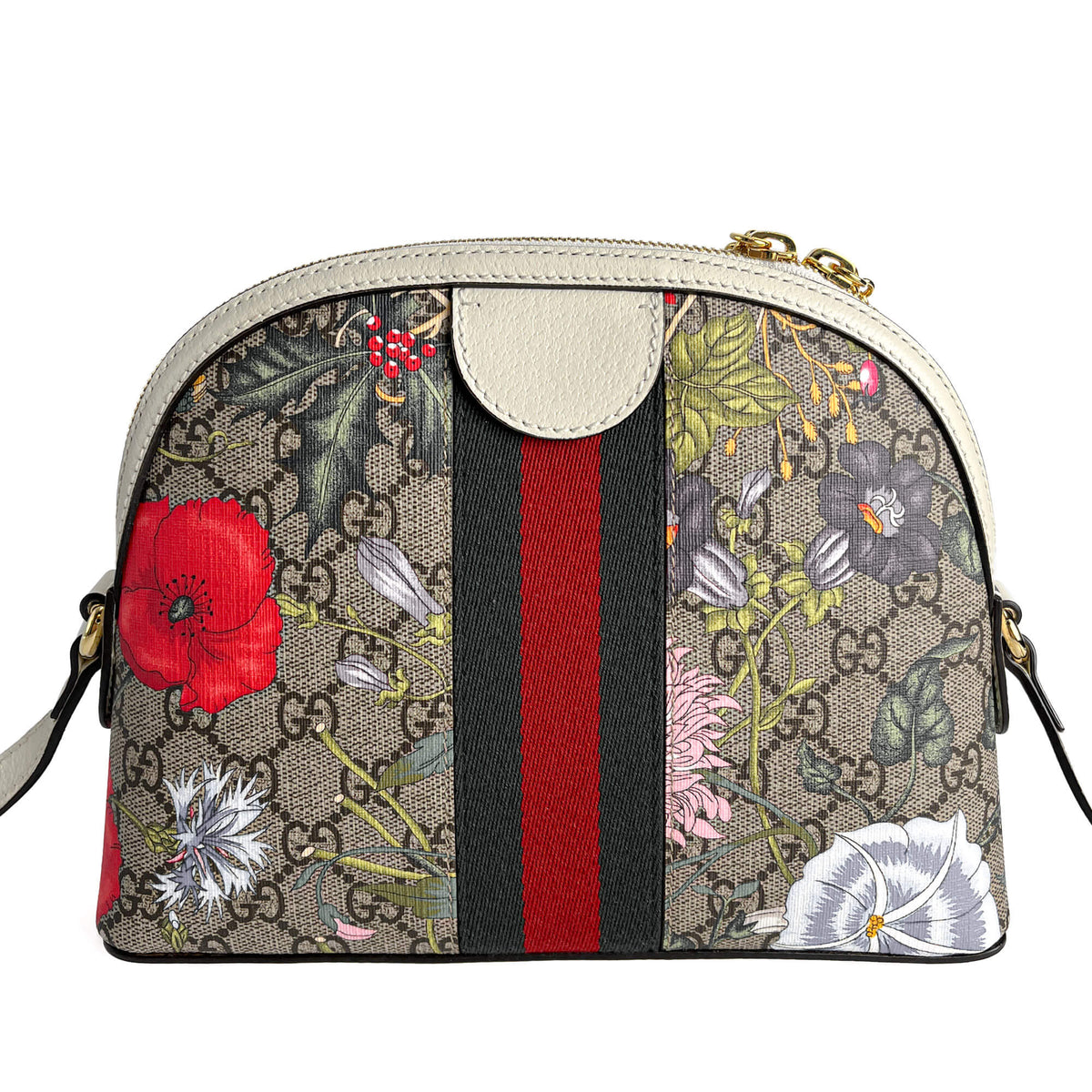 Second hand Gucci Ophidia GG Small Canvas Floral Pouch Handbag GG Supreme - Tabita Bags