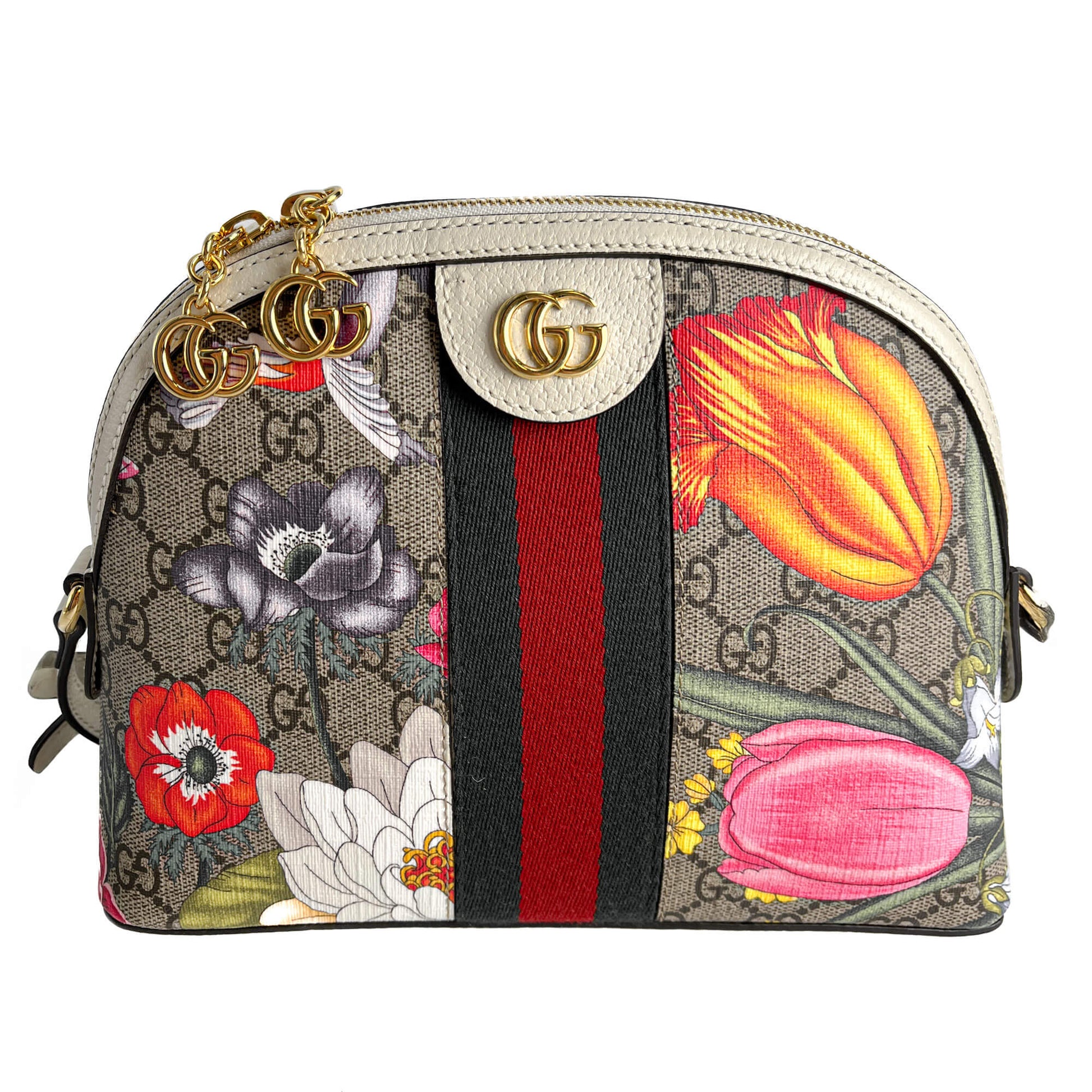 Second hand Gucci Ophidia GG Small Canvas Floral Pouch Handbag GG Supreme - Tabita Bags