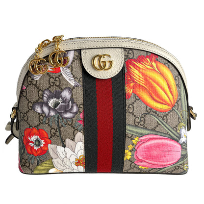 Second hand Gucci Ophidia GG Small Canvas Floral Pouch Handbag GG Supreme - Tabita Bags