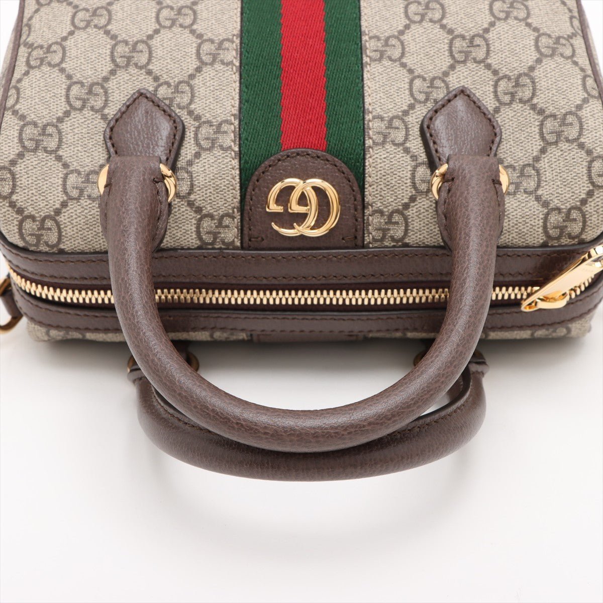 Second hand Gucci Ophidia GG Small Leather & Canvas GG Supreme Trunk Handbag Beige - Tabita Bags
