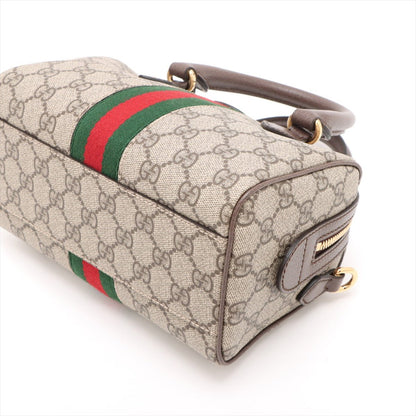 Second hand Gucci Ophidia GG Small Leather & Canvas GG Supreme Trunk Handbag Beige - Tabita Bags