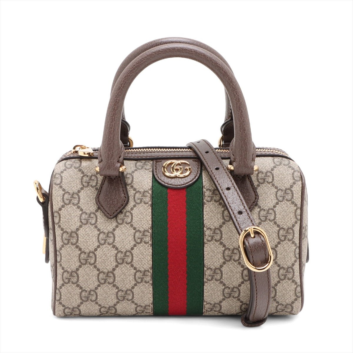 Second hand Gucci Ophidia GG Small Leather & Canvas GG Supreme Trunk Handbag Beige - Tabita Bags