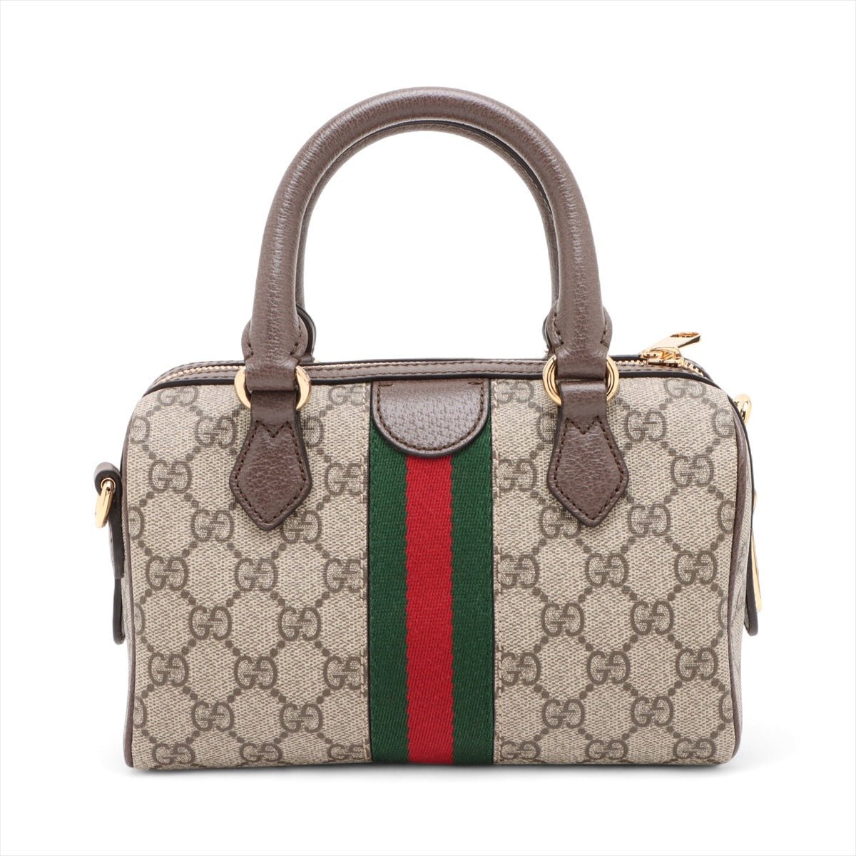Second hand Gucci Ophidia GG Small Leather & Canvas GG Supreme Trunk Handbag Beige - Tabita Bags