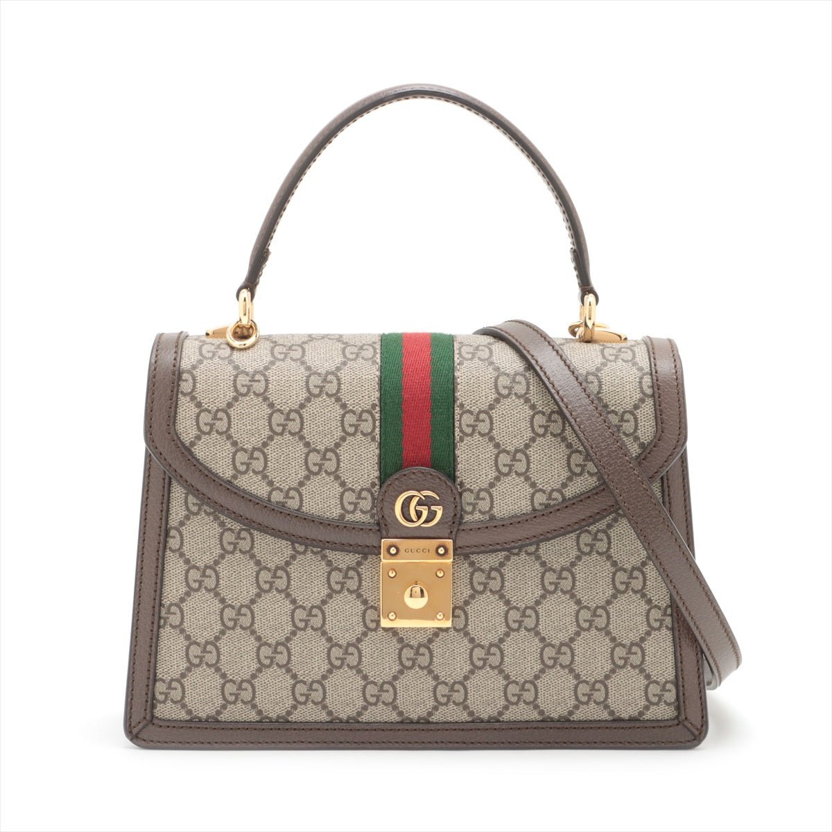 Second hand Gucci Ophidia GG Small Striped Canvas 2 - Ways Top - handle Handbag GG Supreme - Tabita Bags