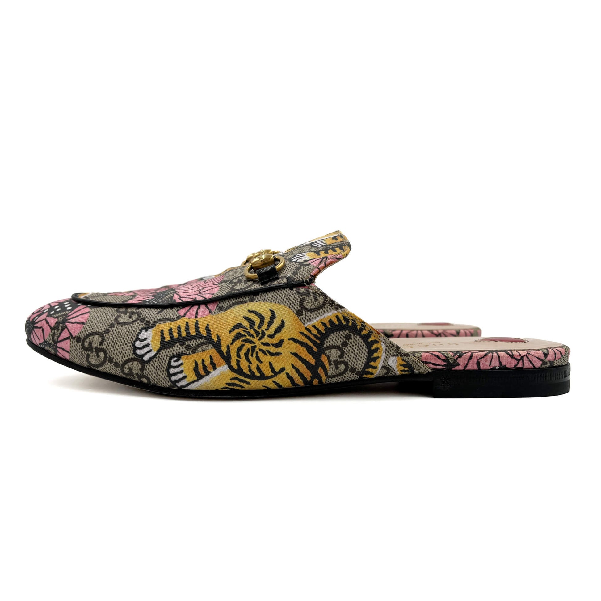 Second hand Gucci Princetown Canvas Flat Slippers 38 GG Supreme Tiger & Floral Print - Tabita Bags