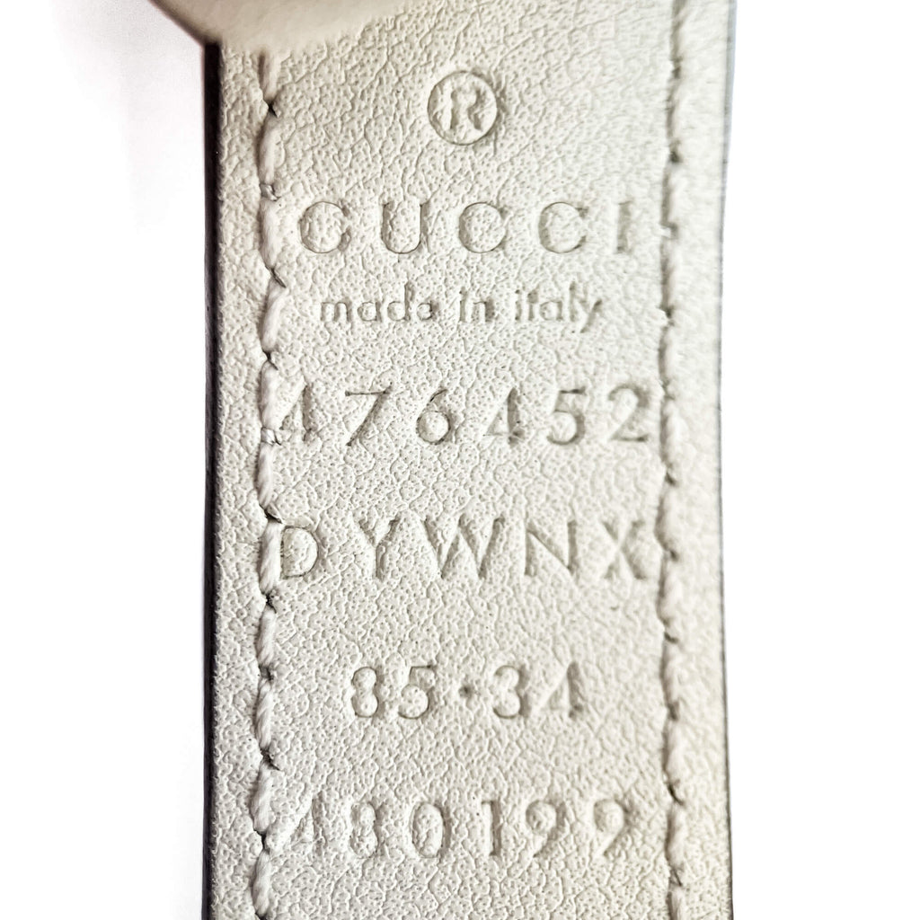 Second hand Gucci Queen Margaret Leather Thin Belt 85/34 Off - White - Tabita Bags