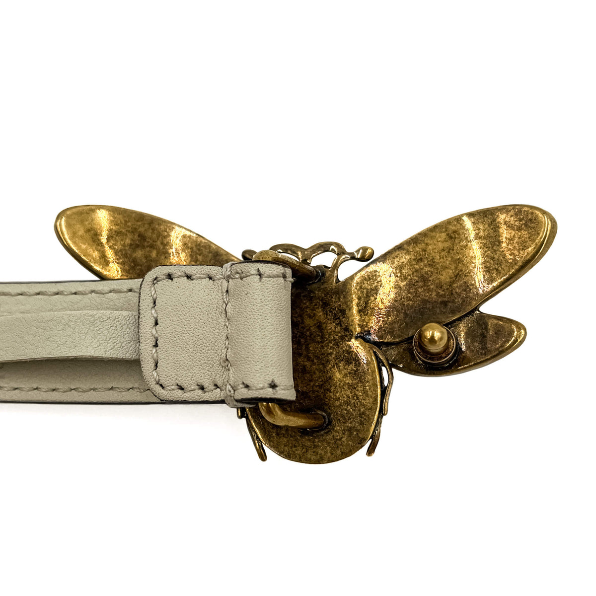 Second hand Gucci Queen Margaret Leather Thin Belt 85/34 Off - White - Tabita Bags