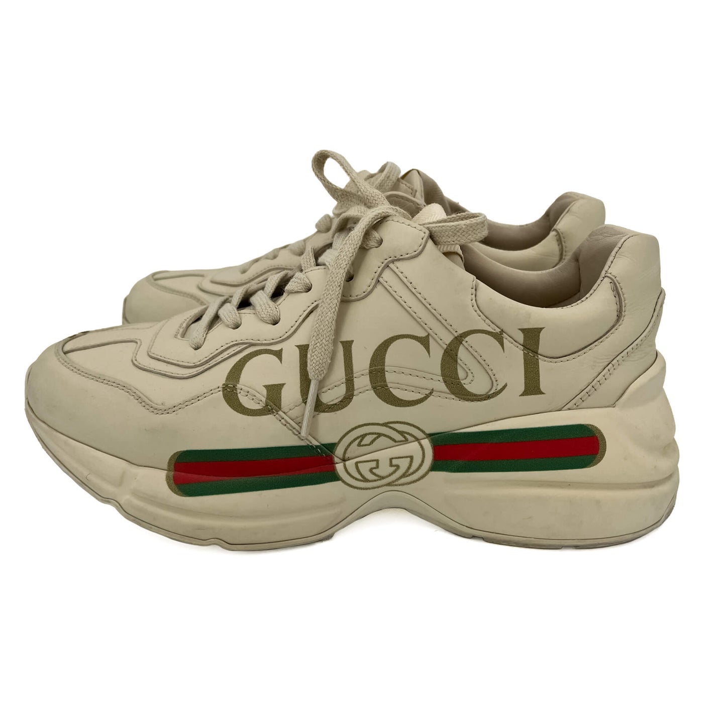 Second hand Gucci Rhyton Leather Shoes 37.5 Beige - Tabita Bags