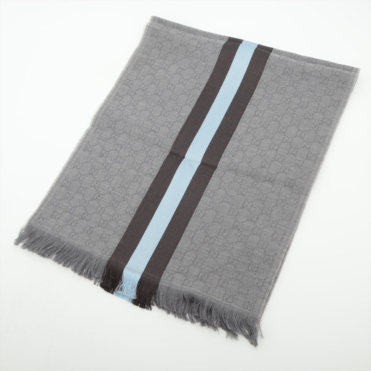 Second hand Gucci Scarve 180x35cm GG Black and Azure Stripe Grey - Tabita Bags