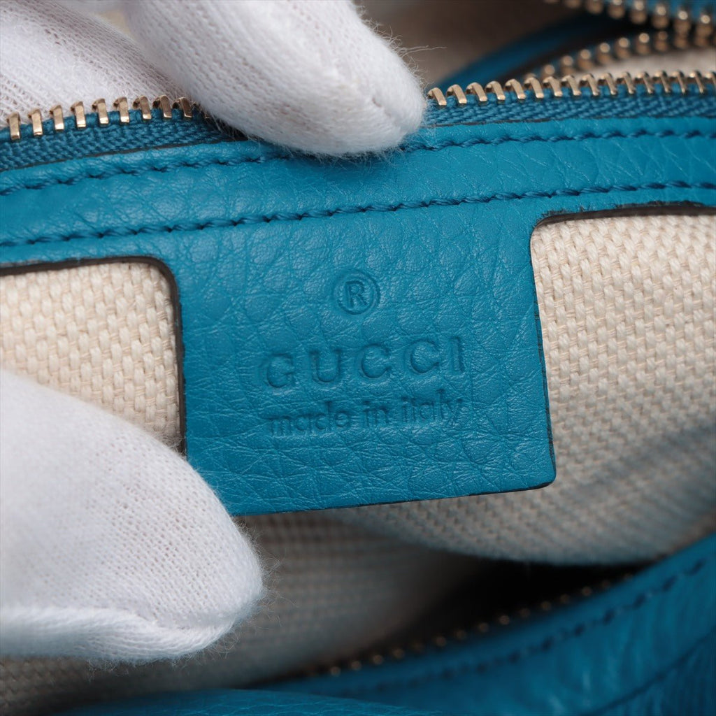 Second hand Gucci Soho Large Leather Hobo Shoulder Bag Blue - Tabita Bags