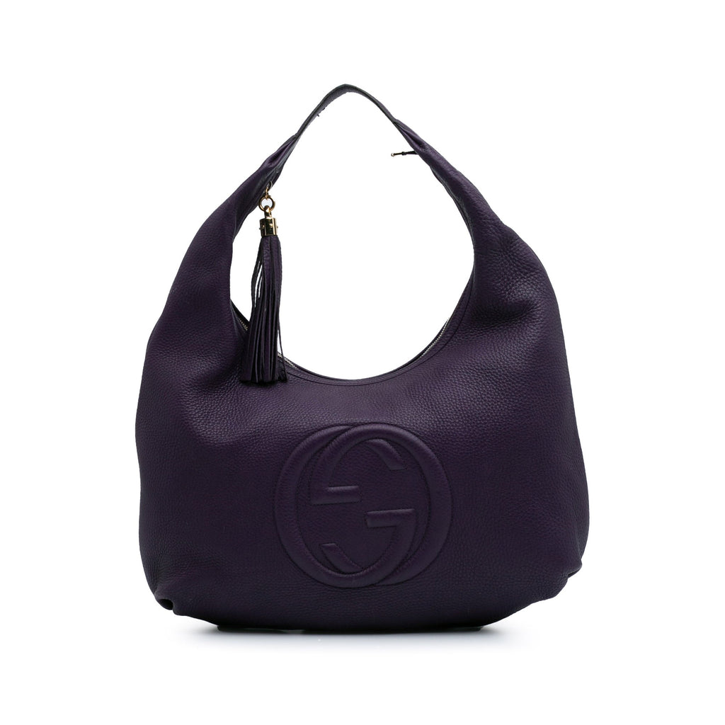 Second hand Gucci Soho Large Leather Hobo Shoulder Bag Purple - Tabita Bags