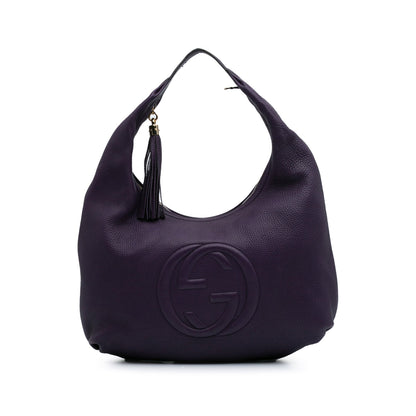 Second hand Gucci Soho Large Leather Hobo Shoulder Bag Purple - Tabita Bags