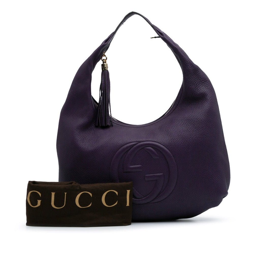 Second hand Gucci Soho Large Leather Hobo Shoulder Bag Purple - Tabita Bags