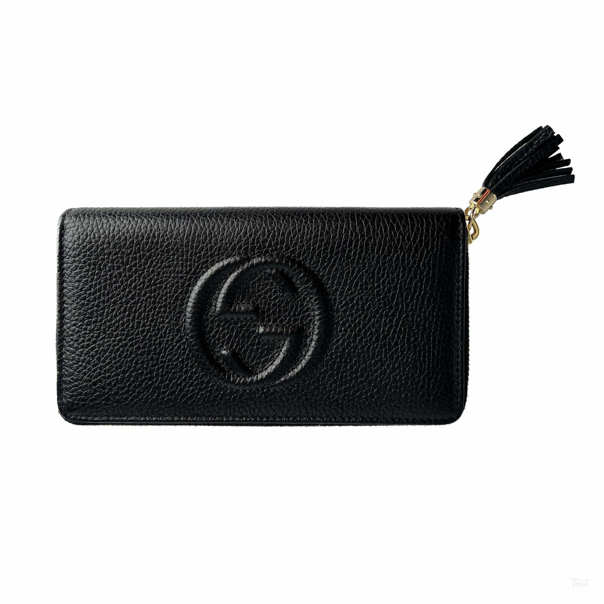 Second hand Gucci Soho Leather Long Zip Around Wallet Black - Tabita Bags