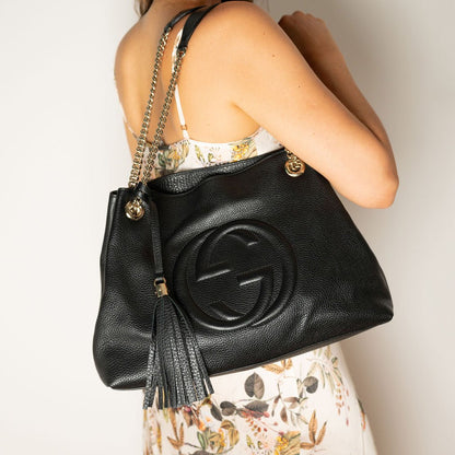 Second hand Gucci Soho Leather Shoulder Bag Black - Tabita Bags